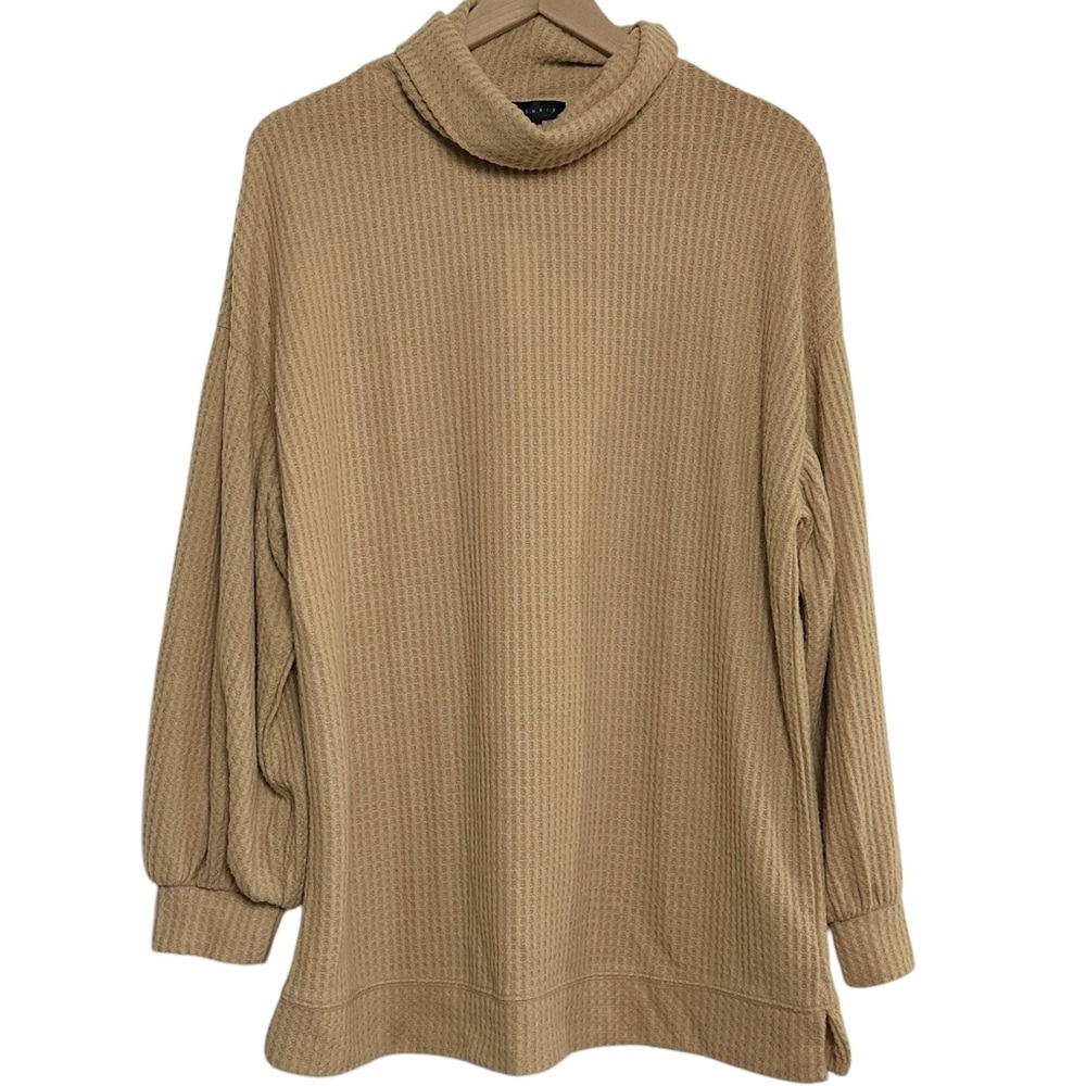 Sanctuary Womens Feel The Love Maple Tan Turtle Neck Waffle Tunic Top Shirt NWT - Picture 4 of 13